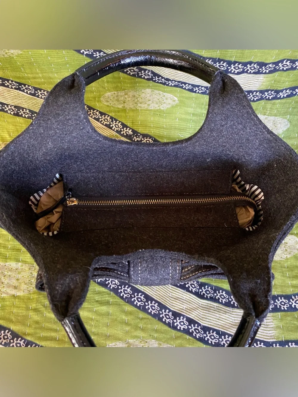 RARE Kate Spade Charcoal Grey Wool Pilgrim Hill Tate Tote Bag Quiet Luxury